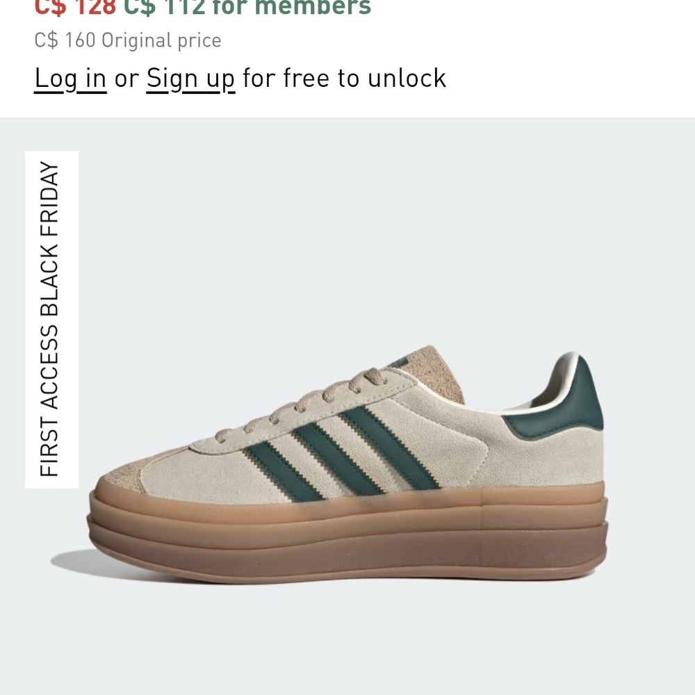 Adidas Cream and Forest Green Platform Sneakers